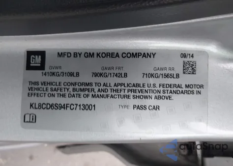 2015 Chevrolet Spark 1Lt Cvt z USA, uszkodzony, nr VIN KL8CD6S94FC713001